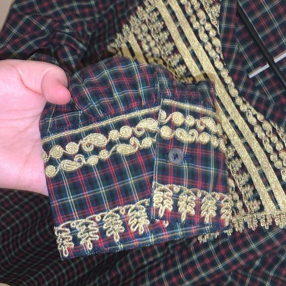 J. Crew Christmas/holiday plaid top with gorgeous embroidery compares to an XL - Picture 5 of 9